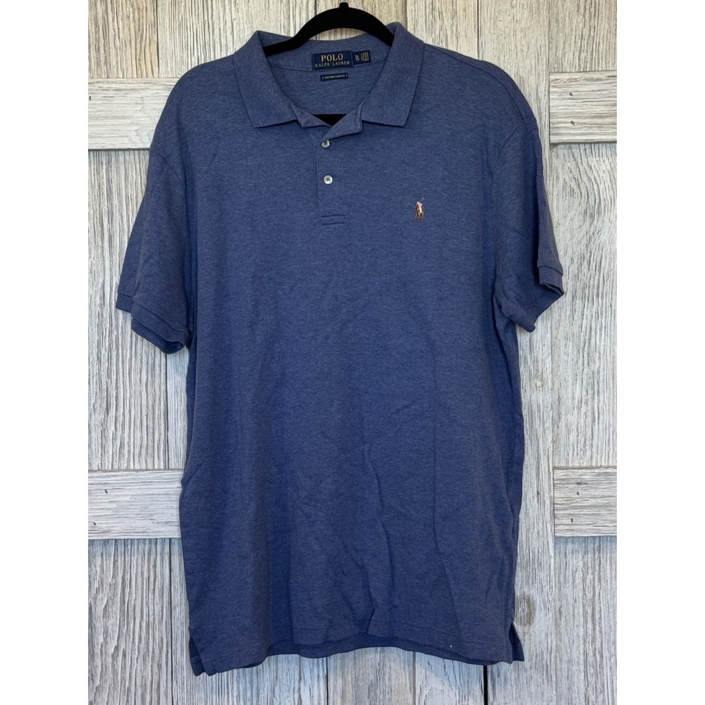 Polo by Ralph Lauren Mens L Blue Classic Slim Fit Polo Short Sleeve